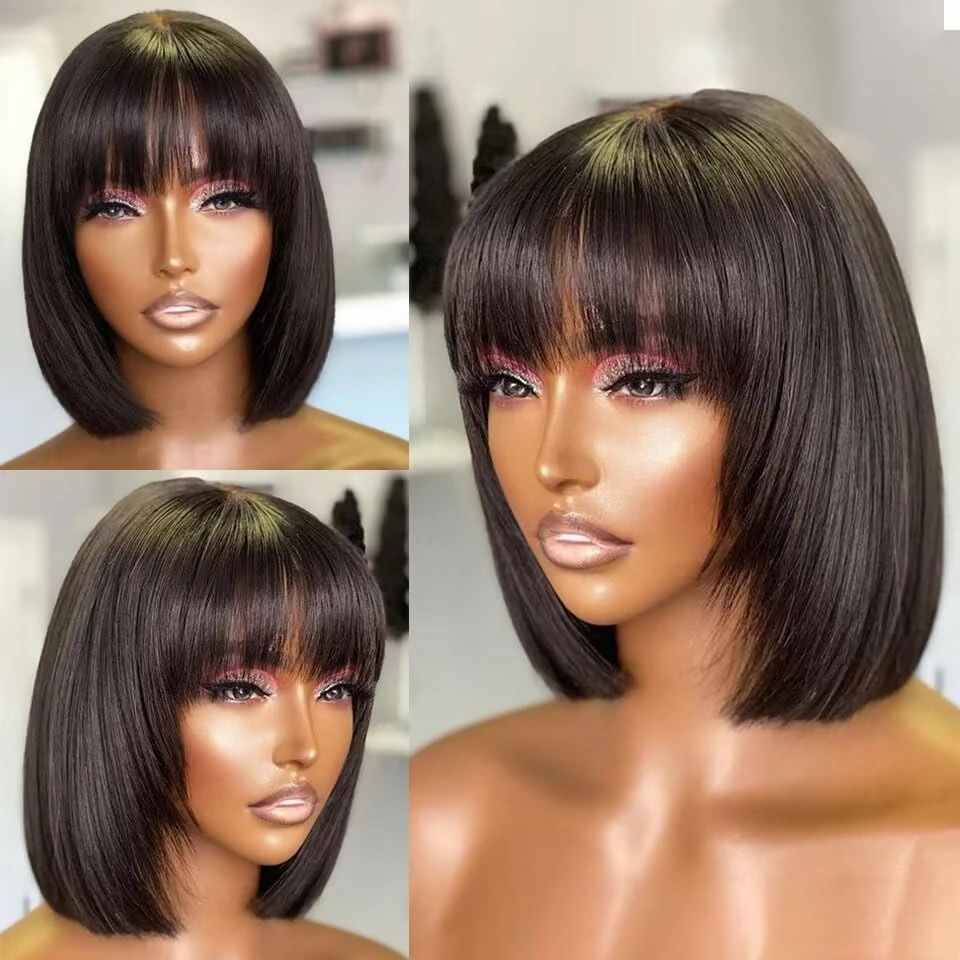 Wig coupe carré à frange 2*6 10inch